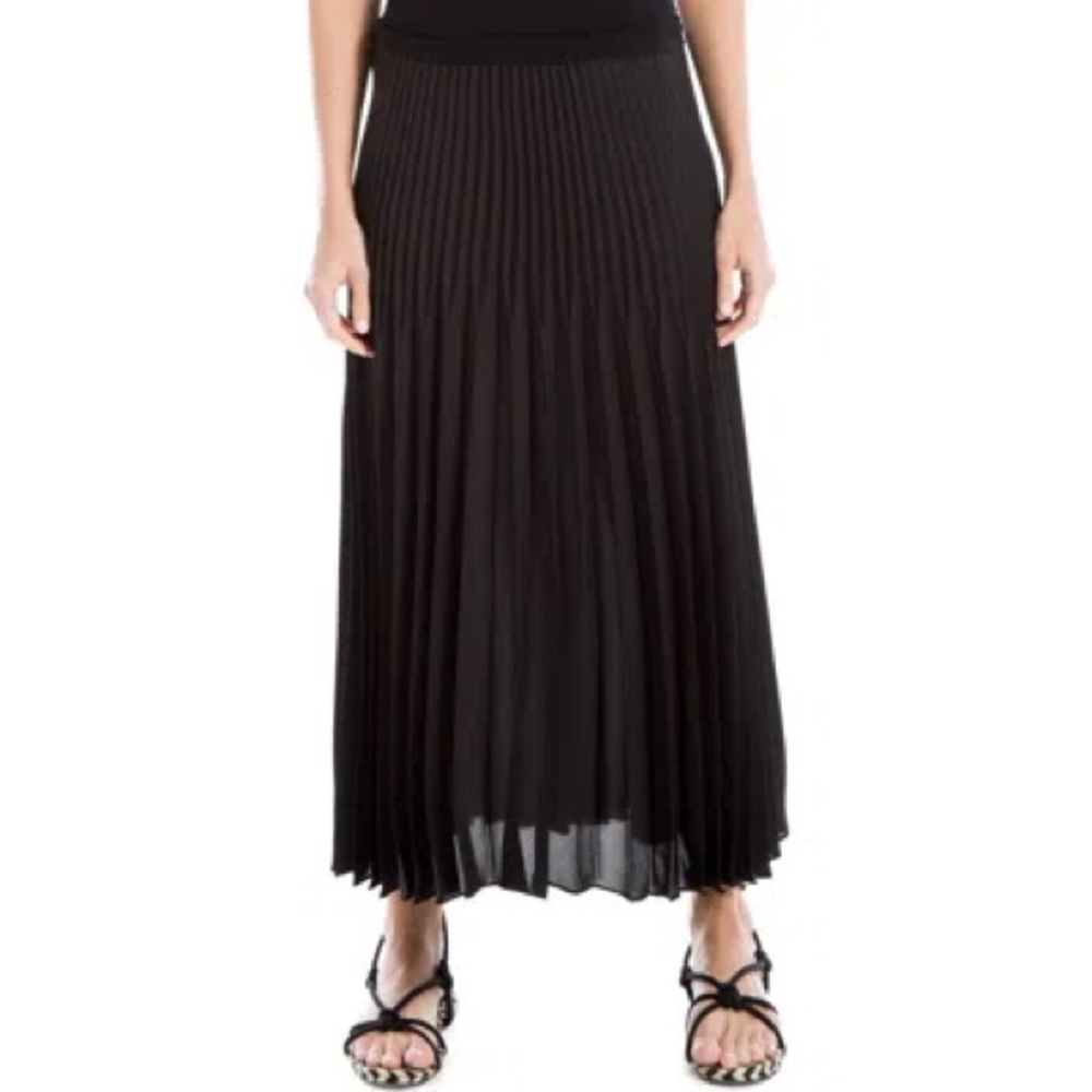 Max Studio Graduated Pleat Black Midi Skirt Size Medium